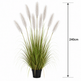 Planta Artificială Iarbă Ornamentală, 240cm, cu 9 fire, Stuf si Iarba, Verde si Gri, Fara Ghiveci