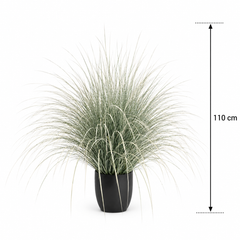 Planta Artificială Iarbă Ornamentală Tip Fântână, 110cm, Verde si Alb, Fara Ghiveci