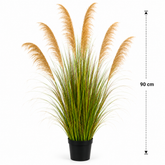 Planta Artificială Iarbă Ornamentală, 90 cm, cu 5 Fire, Stuf si Iarba, Verde Tomnal, Fara Ghiveci