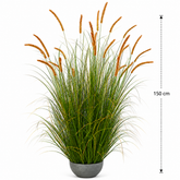 Planta Artificială Iarbă Ornamentală Tip Coadă de Pisicǎ, 150cm, 26 tulpini, Iarbă curbată și Spice, Verde Tomnal, Fara Ghiveci