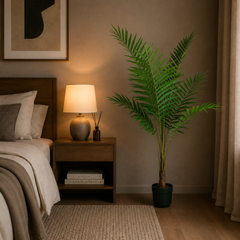 Plantă artificială Howea Forsteriana verde, 160 cm, palmier Kentia decorativ pentru living, birou, dormitor, restaurant, hotel și spații comerciale.