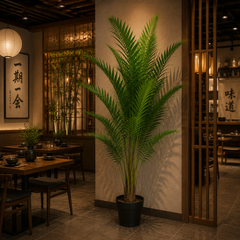 Plantă artificială Howea Forsteriana verde, 230 cm, palmier Kentia decorativ pentru living, birou, hotel, restaurant și spații comerciale.