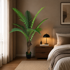 Plantă artificială Roystonea Regia verde, 160 cm, palmier tropical decorativ pentru living, birou, hotel, restaurant și spații comerciale.