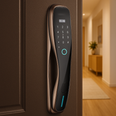 Incuietoare inteligenta LUBAN Classic bronz-roscat pentru usa metalica, cu PIN, amprenta si card RFID