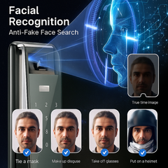 Incuietoare inteligenta LUBAN Pro pentru usa blindata, cu recunoastere faciala, amprenta, PIN, card IC si USmartGo