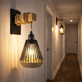 Aplica JD-28 E27 D15xH41 cm instalata pe perete in hol interior, lumina decorativa pentru spatiu minimalist