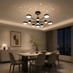 Lustra LED rotunda cu efect stelar si telecomanda 71169-5+5+1BK+CP