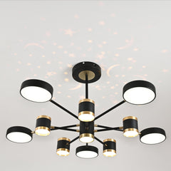 Lustra Led Cu 175W cu LED integrat negru pentru dormitor living hol bucatarie birou plafoniera LED moderna pentru dormitor living hol bucatarie birou design elegant cu telecomanda