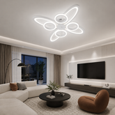 Lustra LED Alba 8 Cercuri, 128W, 3000-6500K, Telecomanda Inclusa, Model L71591/4+4