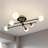 Lustra LED trei cercuri negru auriu 78W cu telecomanda, lumina ajustabila calda rece, ambient elegant pentru dormitor modern