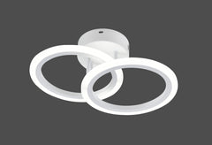 Lustra LED alba dublu rotund 36W cu telecomanda, montata in hol modern, lumina ajustabila 3000-6500K pentru iluminare eleganta si eficienta