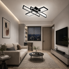 Lustra LED cu telecomanda, 164W, 3000-6500K, Negru, Model L77283/3
