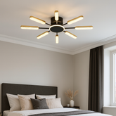 Lustra LED raze luminoase negru JIN 65x2W cu telecomanda, lumina ajustabila calda rece pentru dormitor elegant