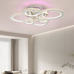 Lustra LED 238W cu 6 inele si RGB, lumina reglabila 3500K-6500K cu telecomanda, ideala pentru dormitoare moderne cu iluminare adaptabila si relaxanta