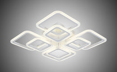 Lustra LED 8036/4+4 alba 128W cu 8 patrate si lumina reglabila, ideala pentru dining modern cu iluminare clara