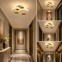 Lustra LED 2 Cercuri Auriu P011-2 cu Telecomanda 36W