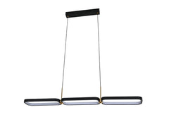 Lustra LED liniara neagra 920mm peste insula de bucatarie, 80W, telecomanda, iluminare moderna