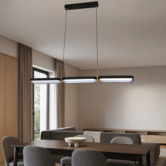 Lustra LED liniara neagra suspendata deasupra mesei de dining, 920mm, 80W, lumina reglabila