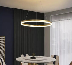 Lustra LED cerc rotund auriu 55W cu telecomanda, punct focal rafinat pentru zona de dining