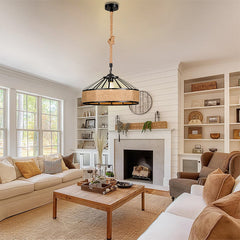 Pendul JD-400 negru rustic-industrial cu forma rotunda Ø400 mm si soclu E27, ideal pentru livinguri moderne cu accent urban si decor minimalist.