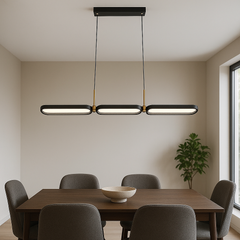 Lustra LED liniara neagra suspendata deasupra mesei de dining, 920mm, 80W, lumina reglabila