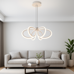 Lustra LED auriu 144W cu telecomanda, punct focal elegant pentru living modern