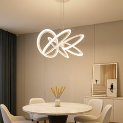 Lustra LED auriu 160W cu telecomanda, iluminare eleganta pentru zona de dining