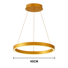 Lustra LED cerc rotund auriu mat 44W cu telecomanda, lumina ambientala pentru dormitor