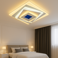 Plafoniera LED 6040/300A WH+CR patrata alba 84W, design modern cu lumina 3000–6500K, ideala pentru dormitoare elegante si confortabile.