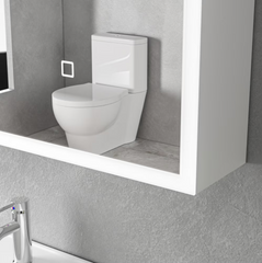 Dulap baie 80x70 cm cu oglinda LED 6000K si dezaburire, cu rafturi din sticla securizata pentru depozitare moderna.