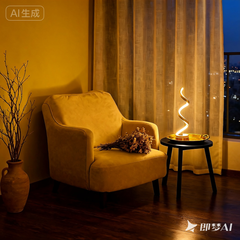 Veioza LED alba spirala 40W cu lumina reglabila 3000–6500K adauga rafinament si lumina ambientala moderna in livingurile contemporane.