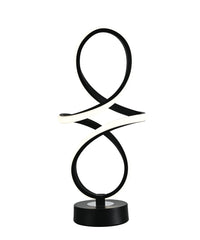 Veioza LED negru mat in forma infinity 46W cu lumina reglabila in 3 trepte adauga un accent modern si luminos livingurilor elegante.