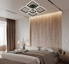 Lustra LED neagra 8036/4+1BK 102W cu 5 module si lumina ajustabila, perfecta pentru dormitor modern si ambient relaxant