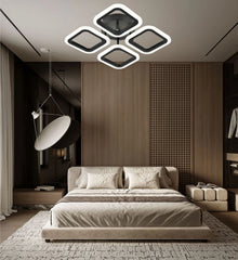 Lustra LED 8036/4BK negru 56W cu design patrat si lumina ajustabila, perfecta pentru dormitor modern