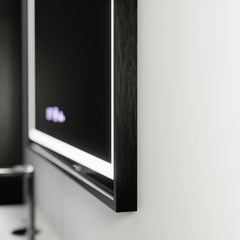 Oglinda Smart cu LED si Dezaburire 80x60 cm | Touch Control, Rama Neagra Minimalista