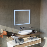 Oglinda smart orizontala cu LED, afisaj digital, dezaburire si control tactil, dimensiune 80x60 cm