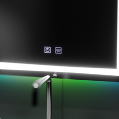 Oglinda LED RGB 60x80 cm cu lumina colorata, control touch si functie de dezaburire, ideala pentru bai moderne.