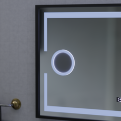 Oglinda smart orizontala 120x65 cm cu LED, geamuri marire, senzor palma si functie de dezaburire