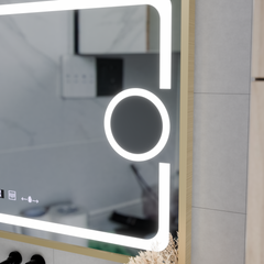 Oglinda LED inteligenta 120x80 cm cu iluminare reglabila, senzor tactil, dezaburire si afisaj digital pentru bai moderne.