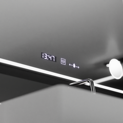 Oglinda smart dreptunghiulara LUBAN 120x80 cm cu LED reglabil, afisaj digital si sistem de dezaburire pentru bai moderne si spatii premium.