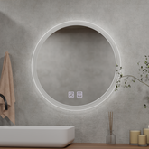 Oglinda LED rotunda 70 cm reglabila cu control touch si dezaburire integrata, ideala pentru bai moderne.