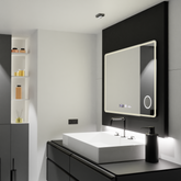 Oglinda smart dreptunghiulara LUBAN 120x80 cm cu LED reglabil, afisaj digital si sistem de dezaburire pentru bai moderne si spatii premium.