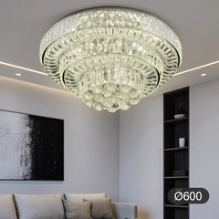 Lustra LED dublu rotund Ø600 cu telecomanda, lumina ajustabila 3500K–6500K, iluminat modern pentru living mare