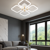 Lustra LED 26077/4FGD+WH 78W cu lumina reglabila 3000–6500K, ideala pentru living modern, oferind iluminare uniforma si telecomanda inclusa.