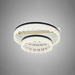 Lustra LED 244W cu doua cercuri decorative WH+BK+TIGD, lumina reglabila si telecomanda, perfectă pentru dormitoare moderne si elegante