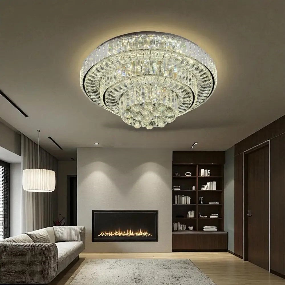 Lustra LED dublu rotund Ø500 cu telecomanda, lumina ajustabila 3500K–6500K, iluminat modern pentru living spatios