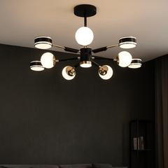 lustra LED L77108/5+5+1 BK+FGD cu telecomanda si lumina reglabila