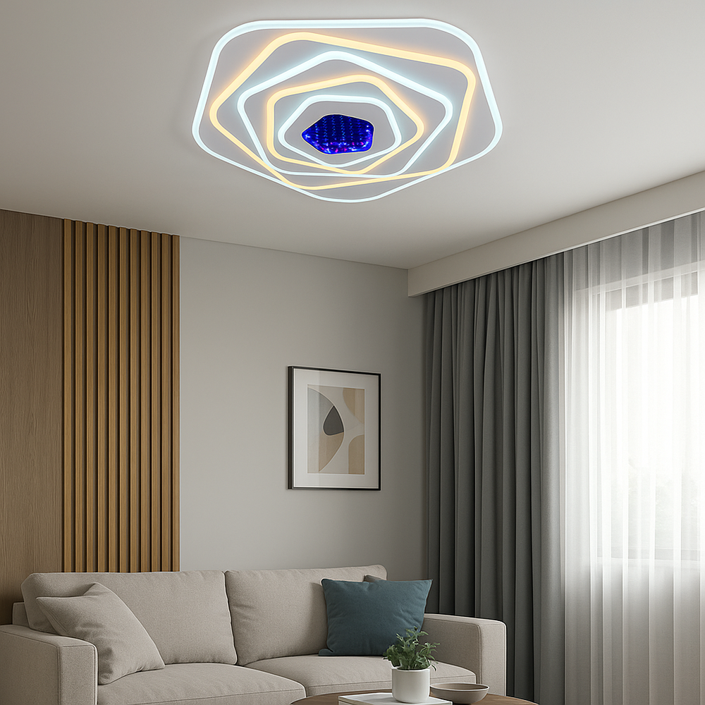 Lustra LED rotunda 240W cu sursa dubla si telecomanda, potrivita pentru living, dormitor si hol modern