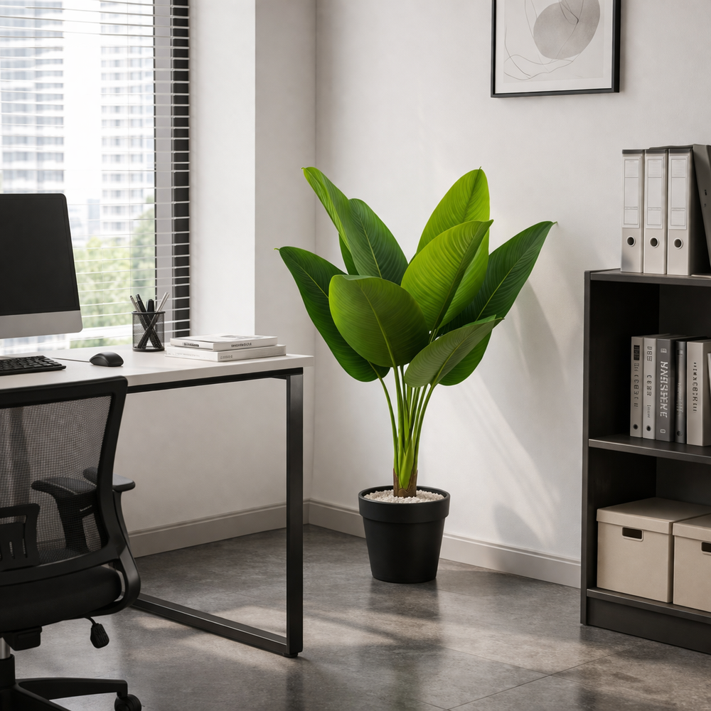 Copac artificial Canna 120cm verde decor birou modern planta artificiala
