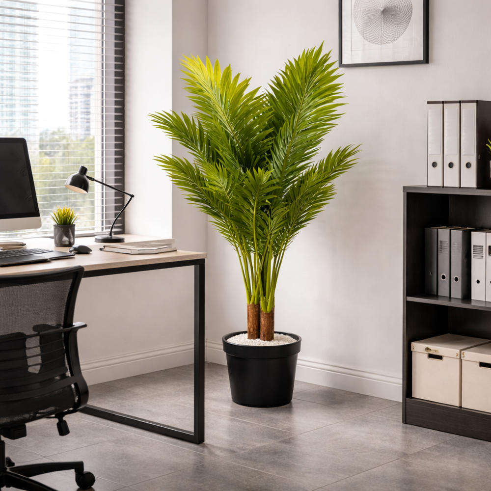 Copac artificial Areca 120cm verde decor birou modern planta artificiala